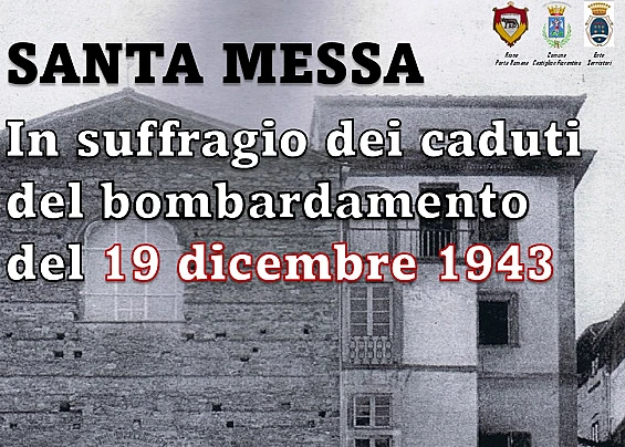 Domenica 22 dicembre Santa Messa in suffragio delle vittime del bombardamento del 19 dicembre 1943