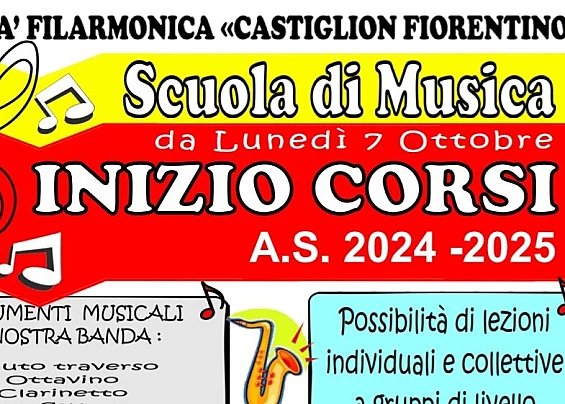 Save the date - da mercoledì  9 ottobre inizia la scuola di musica presso la Società Filarmonica Castiglionese